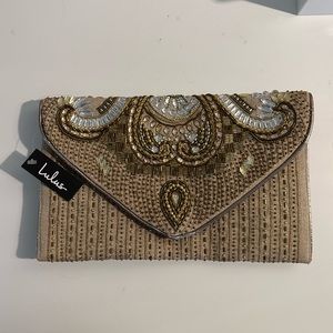 NWT Lulu’s beaded clutch with shoulder strap